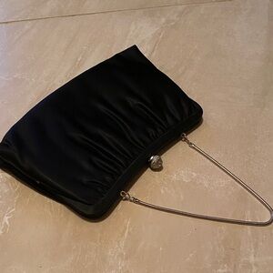 Elegant Vintage Black Satin Clutch